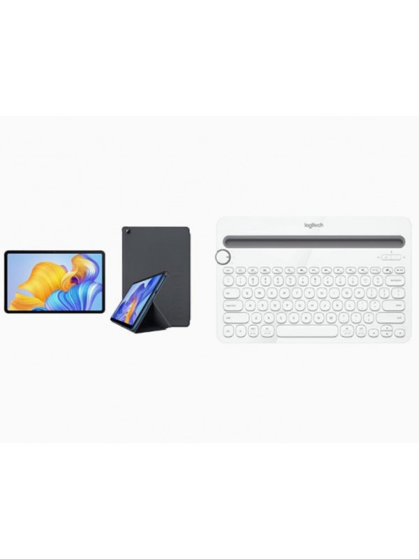 Honor ipad X8 4GB RAM 64GB Storage with Logitech K480 Wireless Multi-Device Keyboard - White